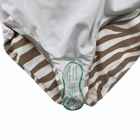 Michael Kors Womens 6 Tan Zebra Print 1 Piece Swimsuit Ladder Back Design - Picture 9 of 16